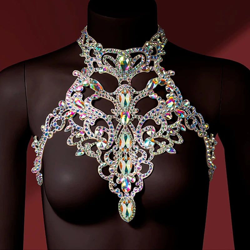 Crystal AB Stone Chest Necklace | Belly Dance