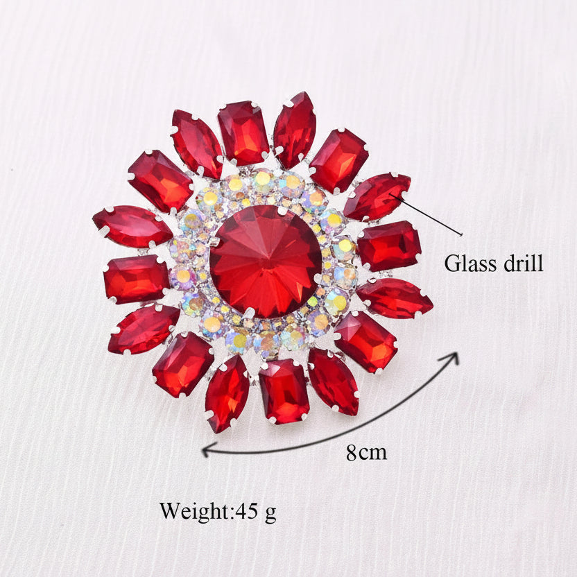 Oversized Rhinestone Flower Ring | 8cm Statement | 8 Colors