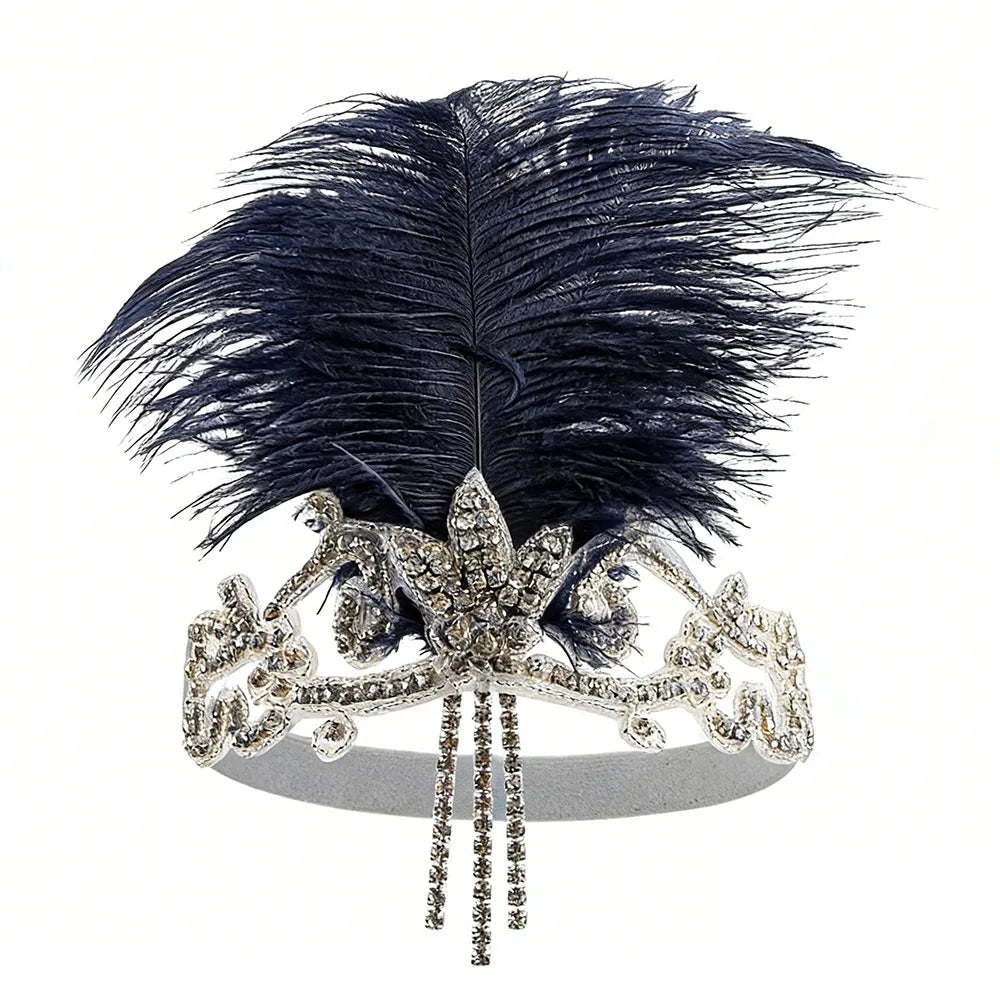 Flapper Headpiece | Rhinestones & Feathers
