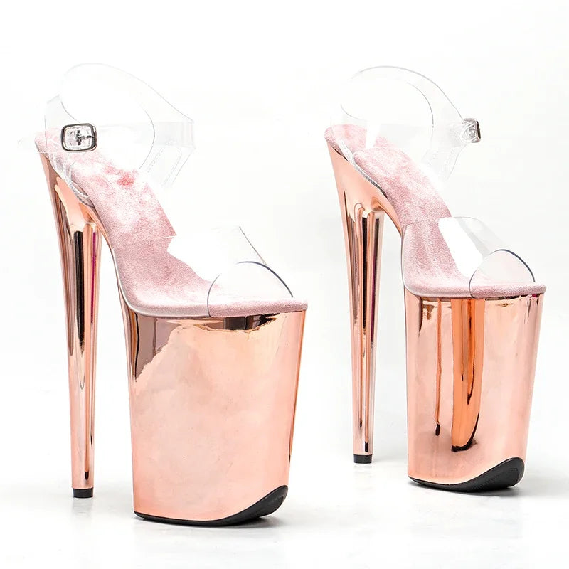 9-Inch Metallic Platform Sandals - Chrome Exotic Dance Heels