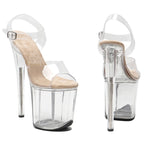 20cm Platform Heels - Transparent Slip-On Dance Sandals