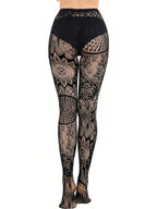 Jacquard Lace Fishnet Tights | Gothic Pantyhose | One Size