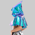 Metallic Hooded Cape - Shiny Holographic Cloak for Stage & Performance