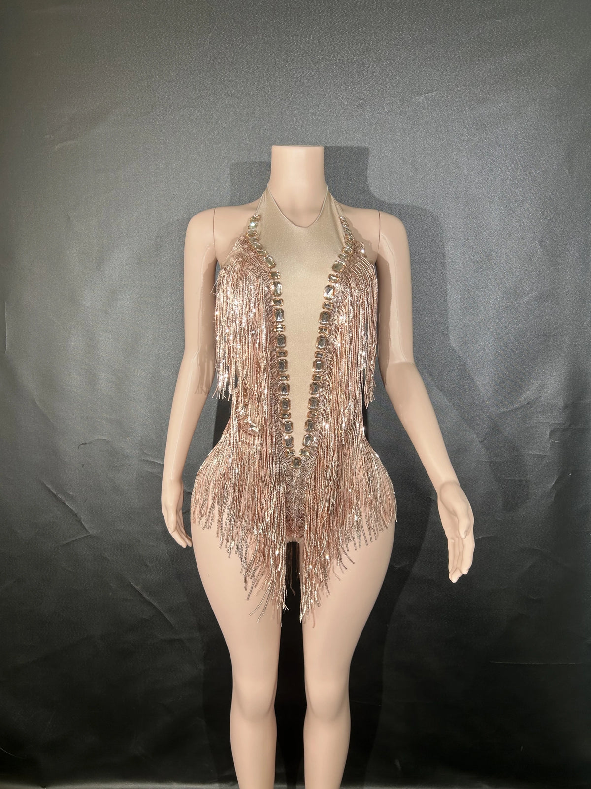 Rhinestone Sequin Feather Tassel Leotard | Stage & Dance