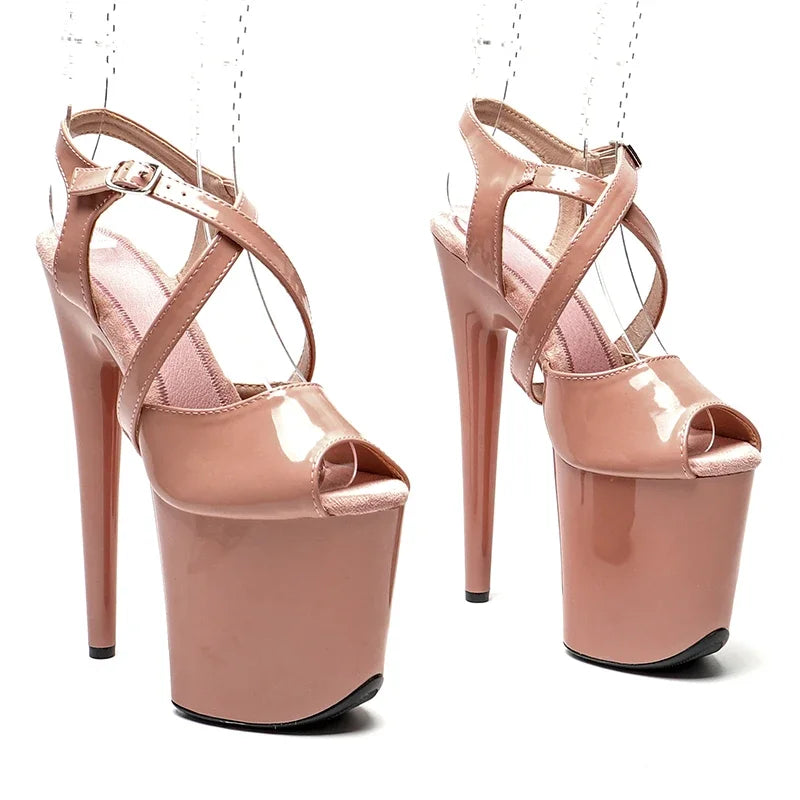 20cm Open Toe Platform Pole Dance Sandals - 8 Inch High Heels