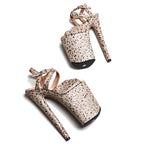 Leopard Glitter Platform Sandal Heel – 9 Inch Stage & Pole Dance