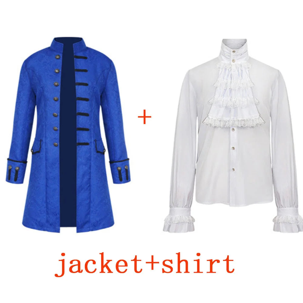 Victorian Steampunk Trench Coat & Shirt | Medieval Renaissance Costume | S–4XL