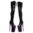 26cm Platform Thigh-High Boots - Patent Electroplate Dance Boots