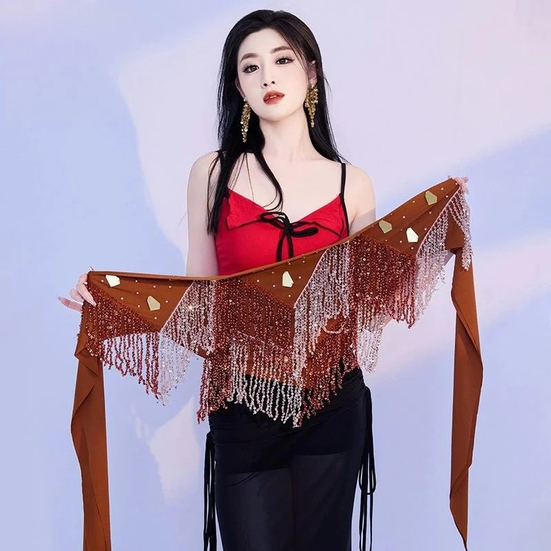 Belly Dance Hip Scarf | Beaded Tassel Wrap