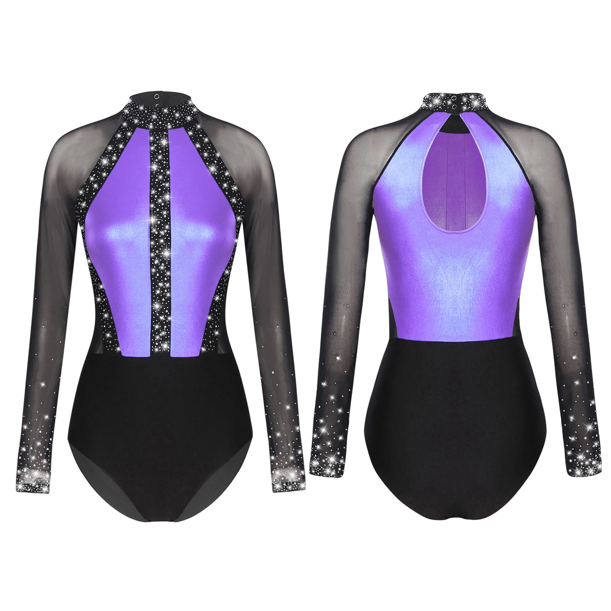Rhinestone Catsuit | Mesh Sleeves | Stage Ready