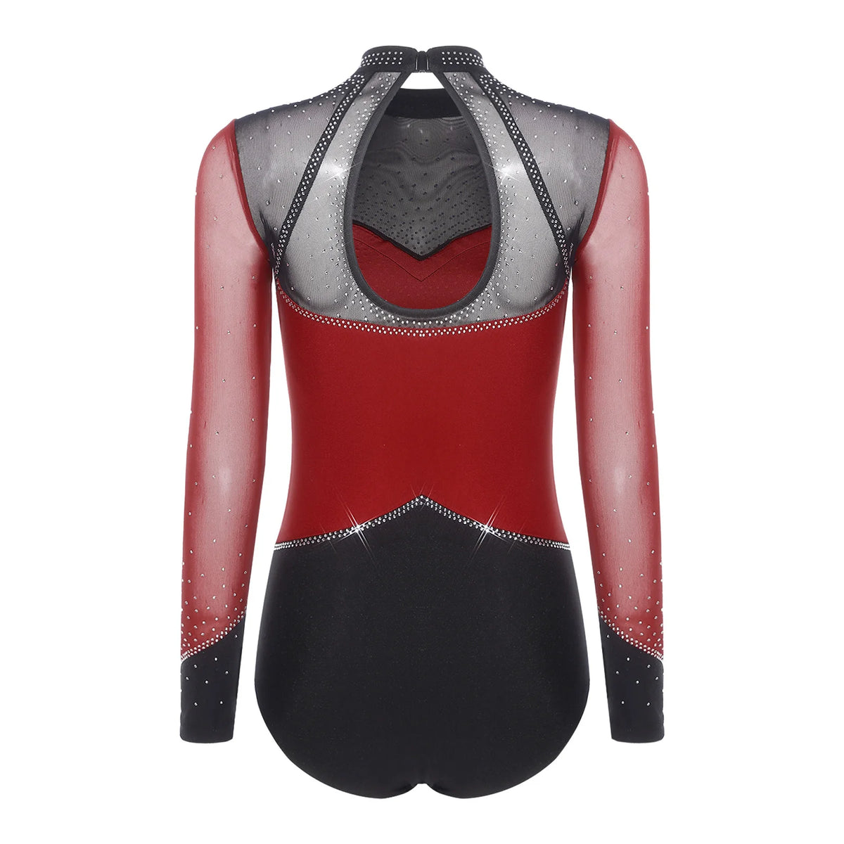 Prism Rhinestone Mesh-Sleeve Performance Leotard
