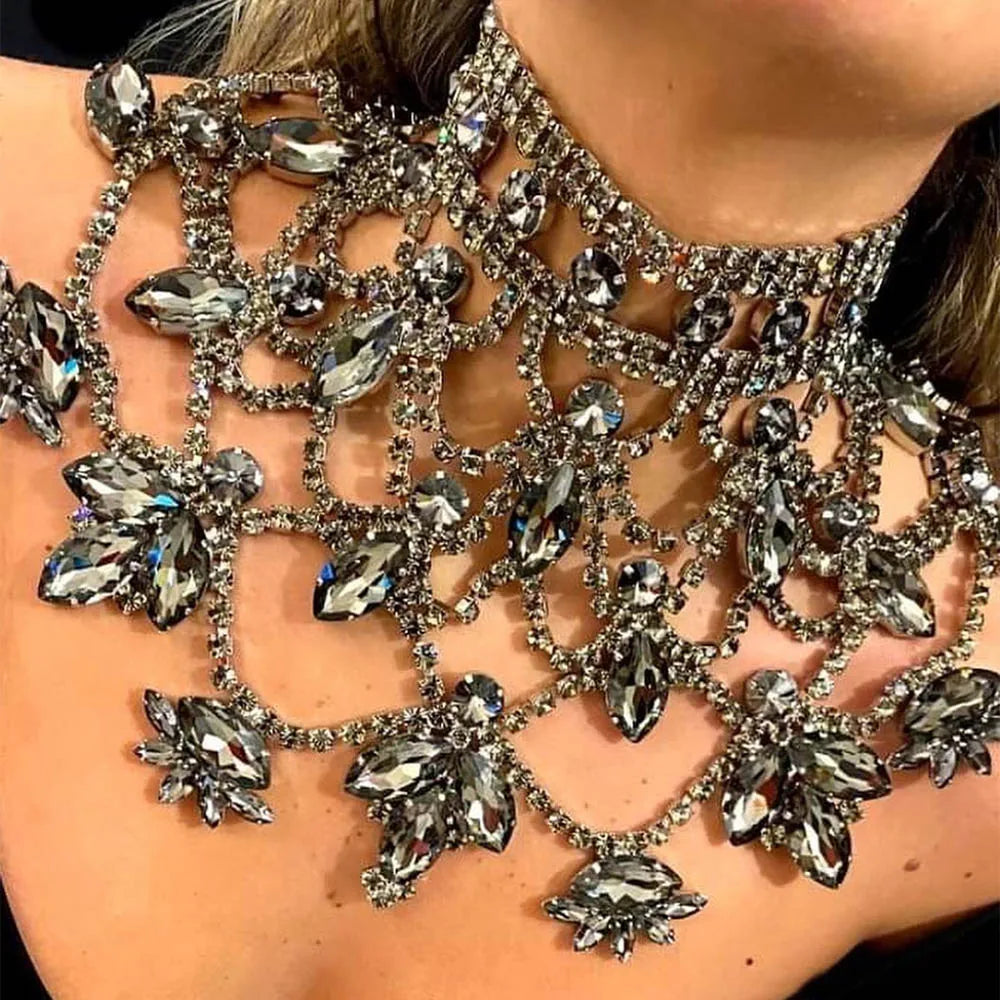 Luxury Oversized Rhinestone Statement Necklace - Drag Show & Pageant Jewelry
