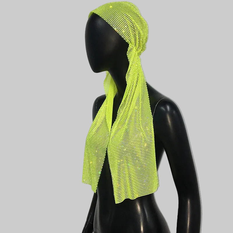 Rhinestone Mesh Headpiece - Crystal Embellished Head Wrap