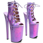 9-Inch Holographic Snake Ankle Boots