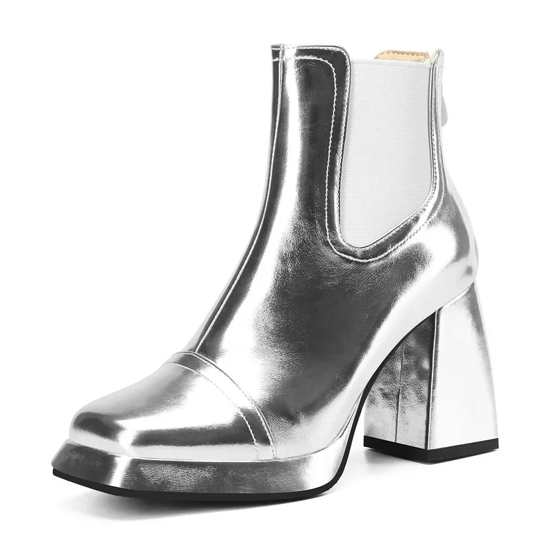 Ankle Boots | Metallic Chelsea | Square Toe