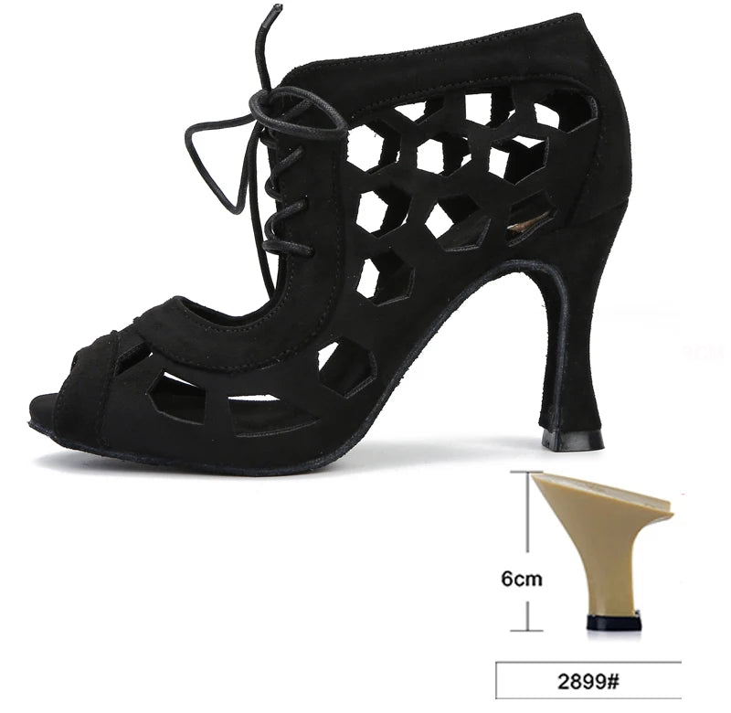 Women's Suede Latin Dance Heels | Rumba Salsa Tango | Cuban Heel