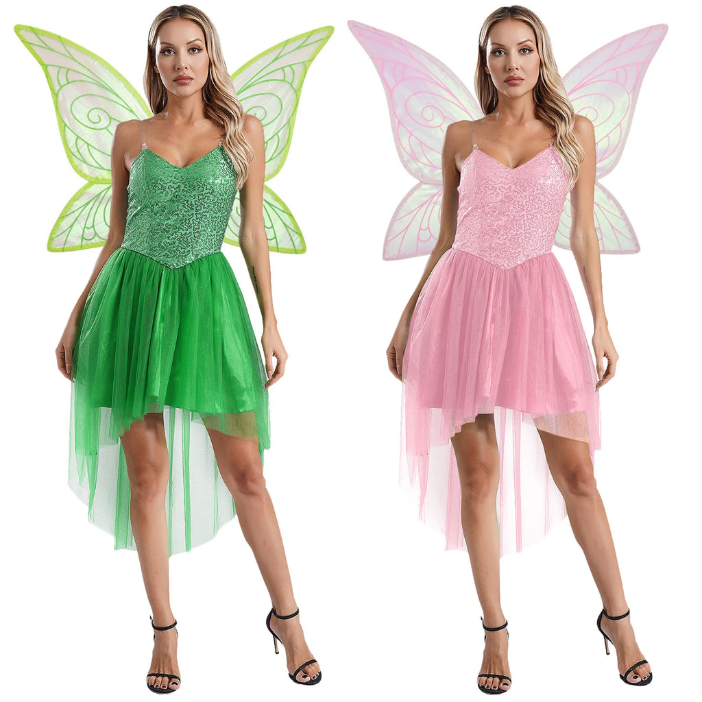 Fairy Costume Dress with Wings | Sequin Bodice | High-Low Tulle