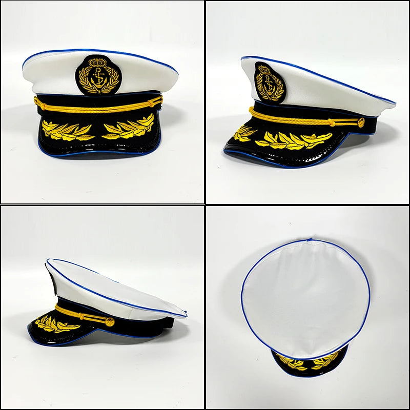 LED Glow Captain Hat | EL Wire Light-Up | Unisex