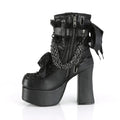 Gothic Chain Platform Ankle Boots | Lace-Up & Bow | Black & Red