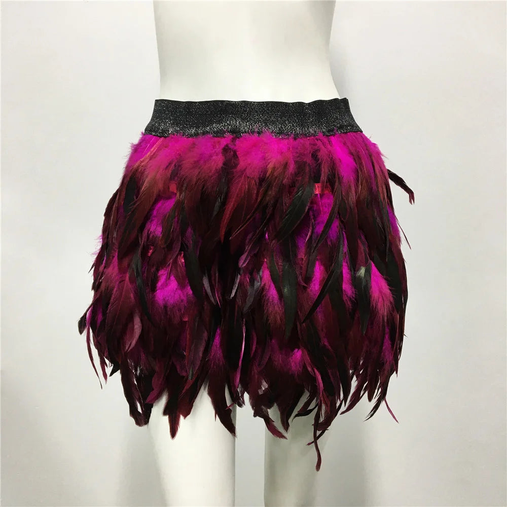 Fluffy Feather Mini Skirt - Festival & Performance Skirt