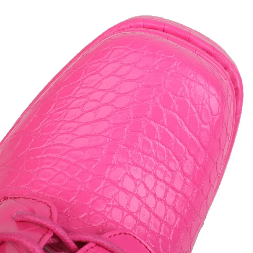 Platform Derby Heels | Croc-Effect | 14.5cm