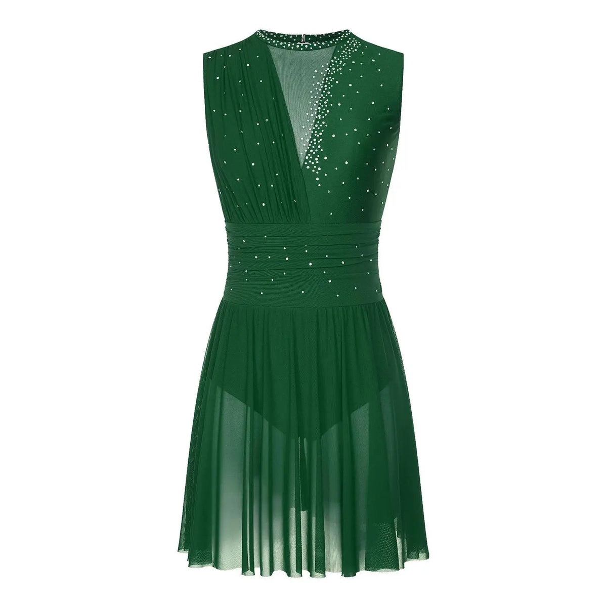 Lyrical Dance Dress | Rhinestone Mesh Skirt