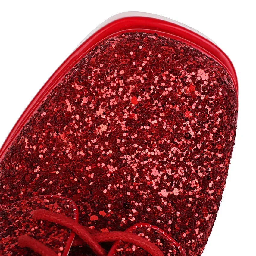 Platform Derby Heels | Sequin Sparkle | 14.5cm