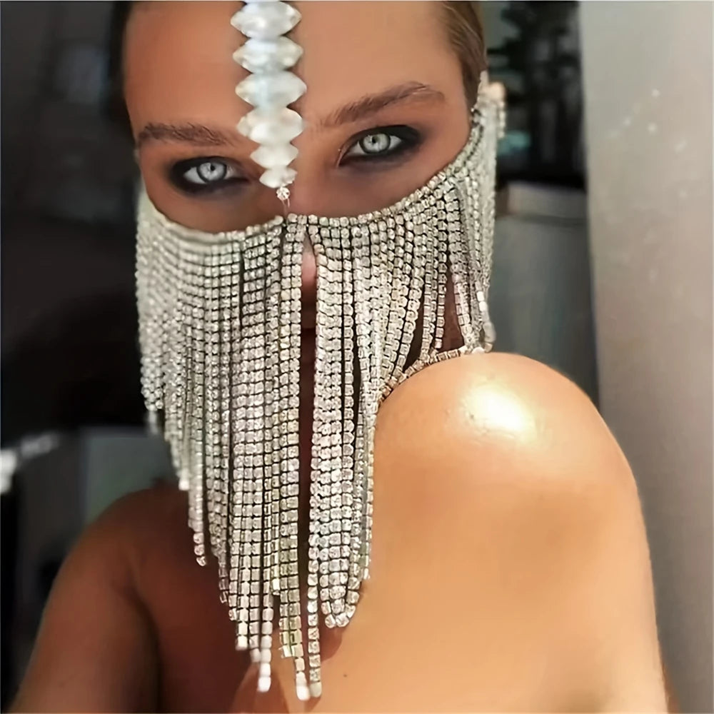 Crystal Drape Face Chain Mask