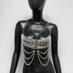 Pearl Tassel Chain Halter Crop Top