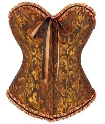 Victorian Overbust Corset | Floral Satin | Plus Size