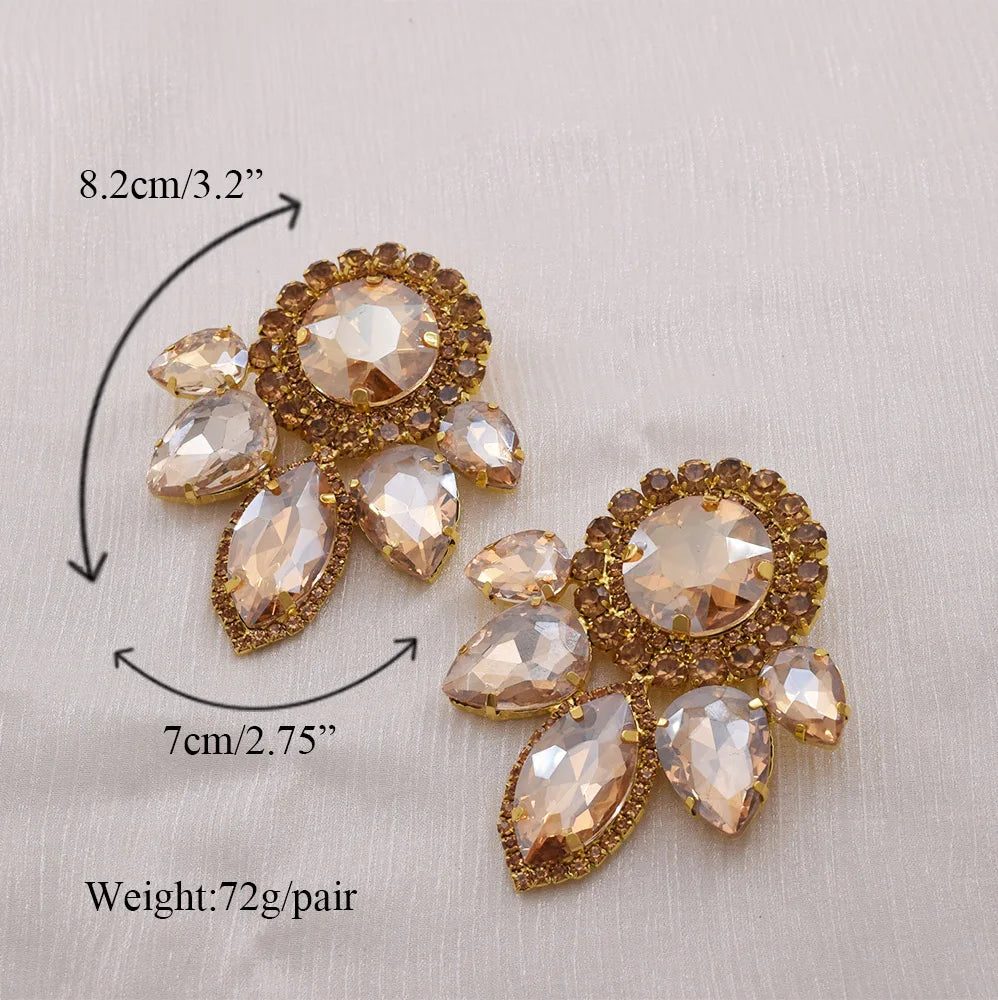Rhinestone Earring & Ring Jewelry Set | Clip-On or Pin | 10 Colors