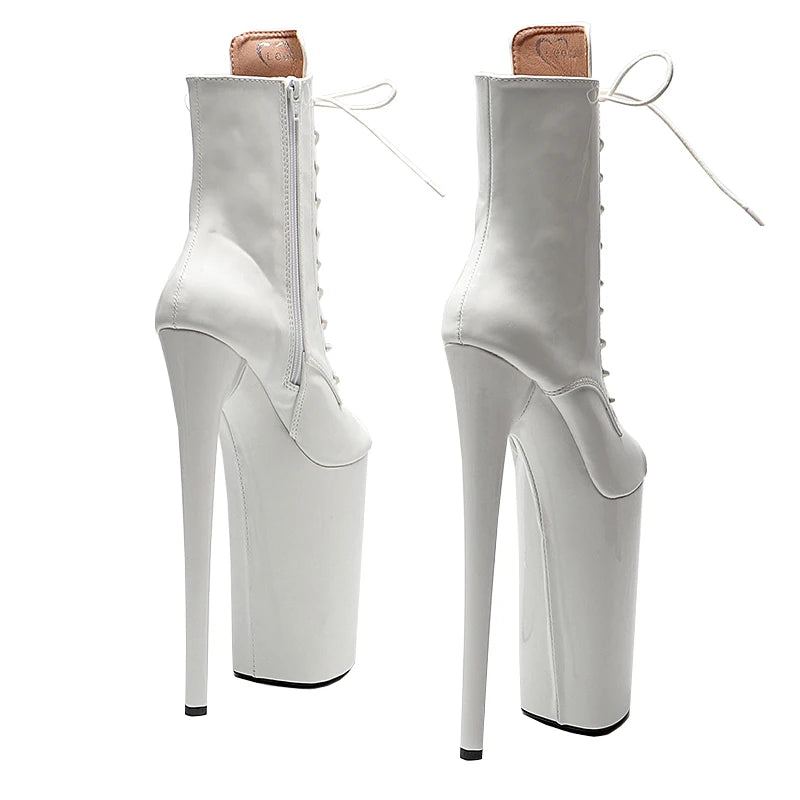 10-Inch Patent Open-Toe Ankle Boots