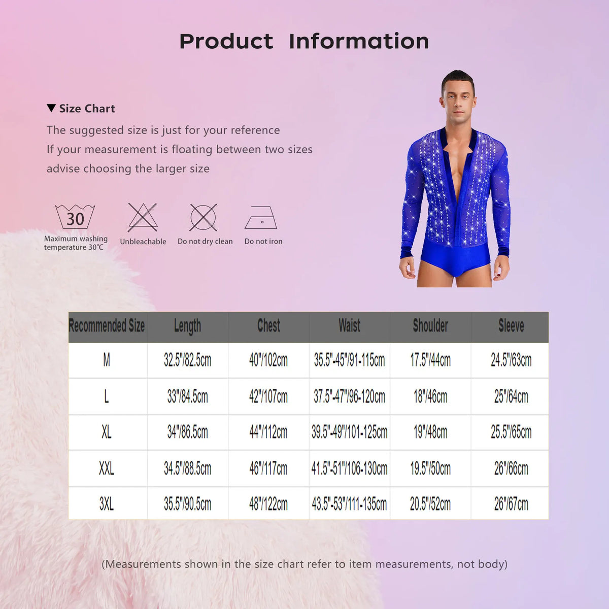 Men's Regal Rhinestone Latin Dance Bodysuit