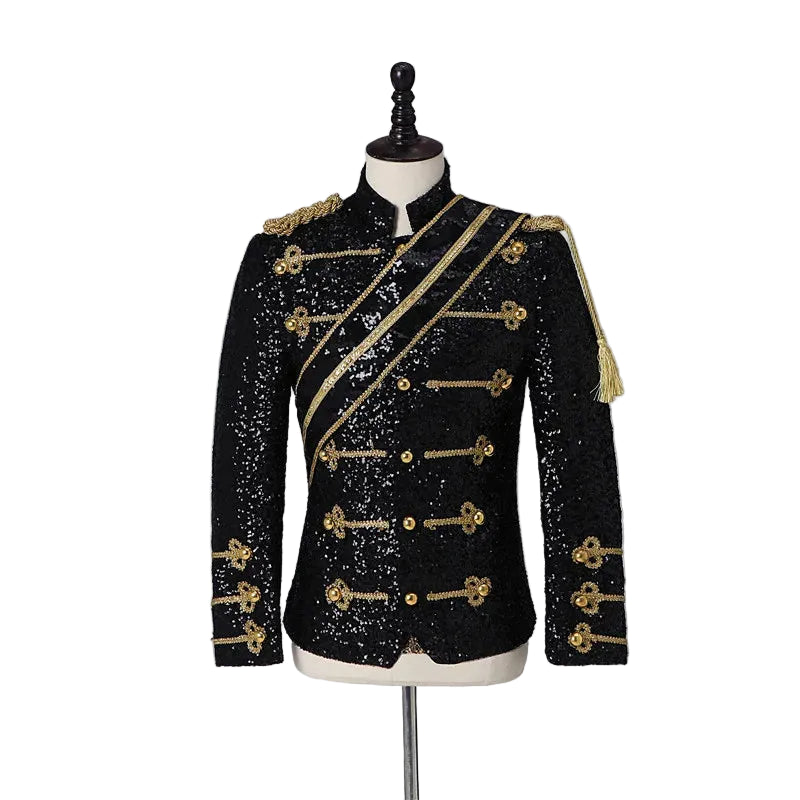 Men's Stage Jacket | Military-Inspired Gold Trim