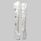 20CM Matte PU Over-Knee Pole Dance Boots - Professional Performance Heels