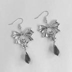 Gothic Vampire Bat Drop Earrings | Crystal Pendant | Drag & Costume Jewelry