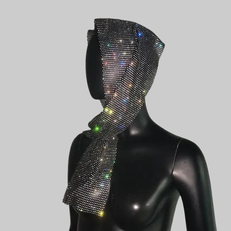 Rhinestone Bandana Headband - Crystal Mesh Hair Scarf
