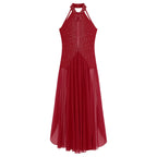 Women's Lyrical Dance Dress | Rhinestone Halter | Strappy Back | 8 Colors