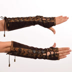 Steampunk Arm Warmers | Lace-Up Fingerless | Elbow Length