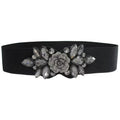 Rhinestone Flower Wide Elastic Belt | Stage & Dressy