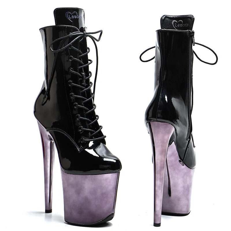 8-Inch Platform Ankle Boots - Lace-Up Dance Boots