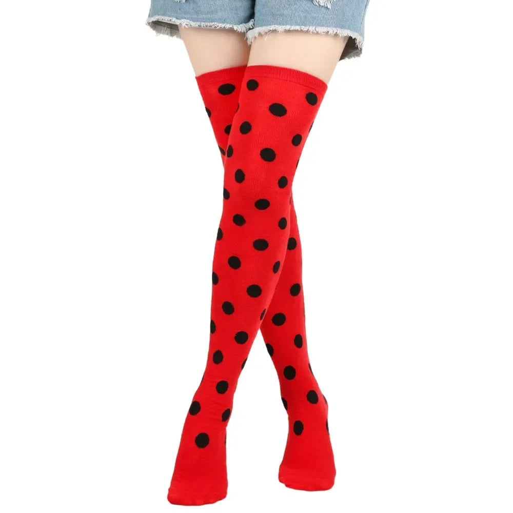 Striped & Polka Dot Thigh-High Stockings | Over-Knee | 27 Colors