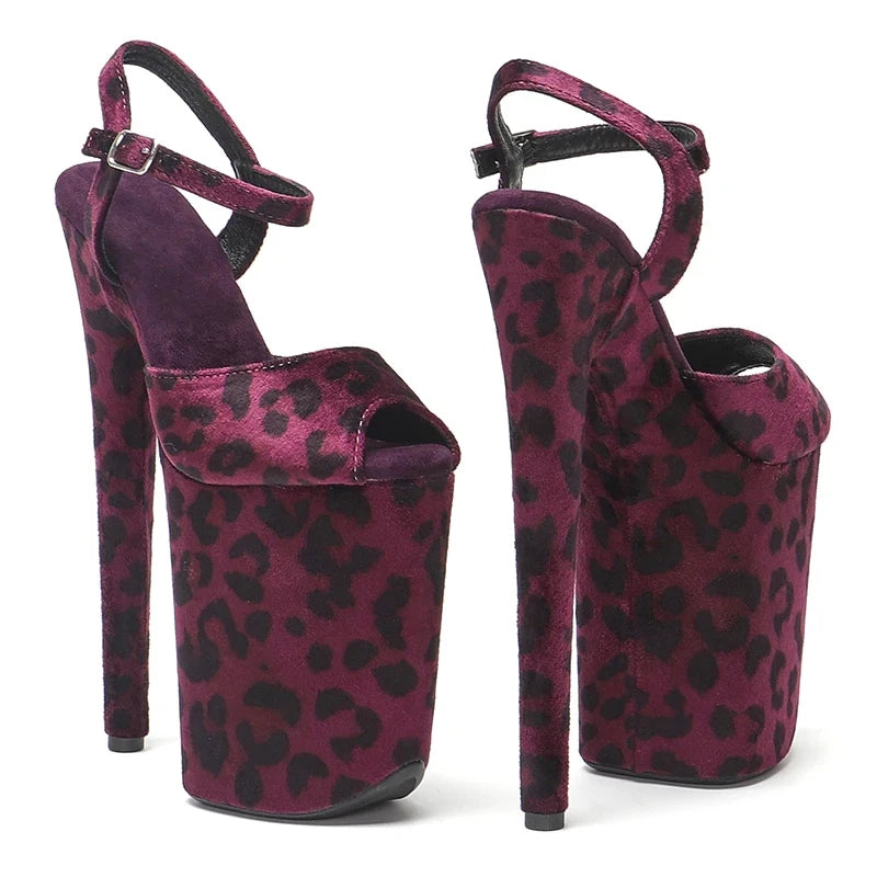 23cm Leopard Platform Sandals - Fashion High Heel Dance Shoes