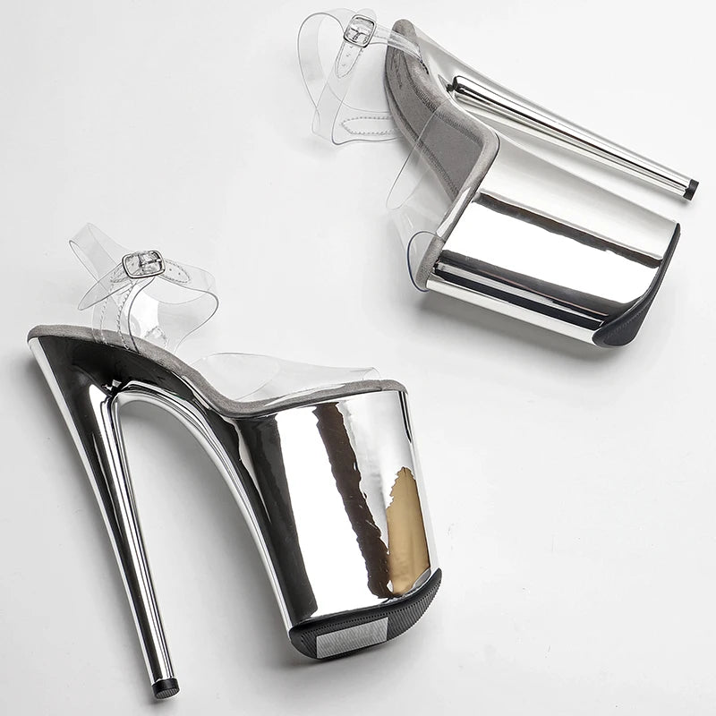 Clear 9-Inch Open-Toe Platform Pole Dance Sandals