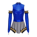 Circus Ringmaster Bodysuit & Gloves Set | Sequin Stripe | Cold Shoulder | Stage Costume