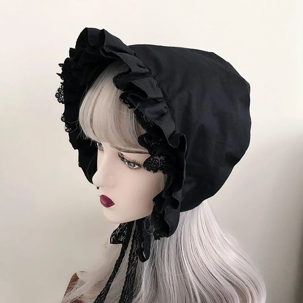 Lolita Ruffle Bonnet | Cotton & Lace | Adjustable