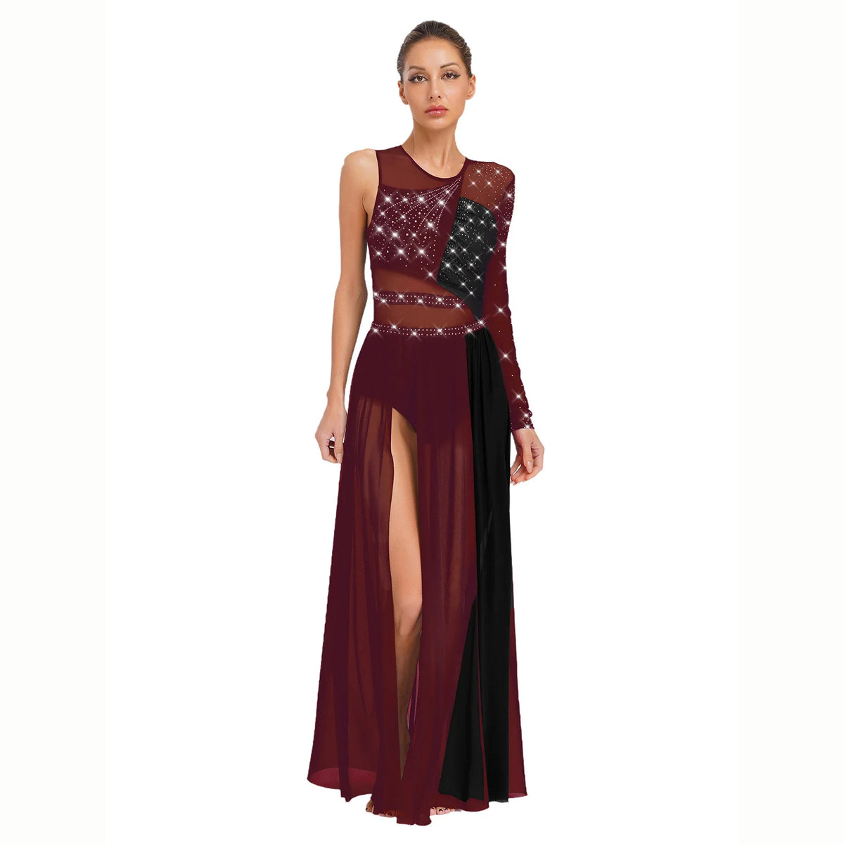 Rhinestone Lyrical Dress | Side Split | Color Block