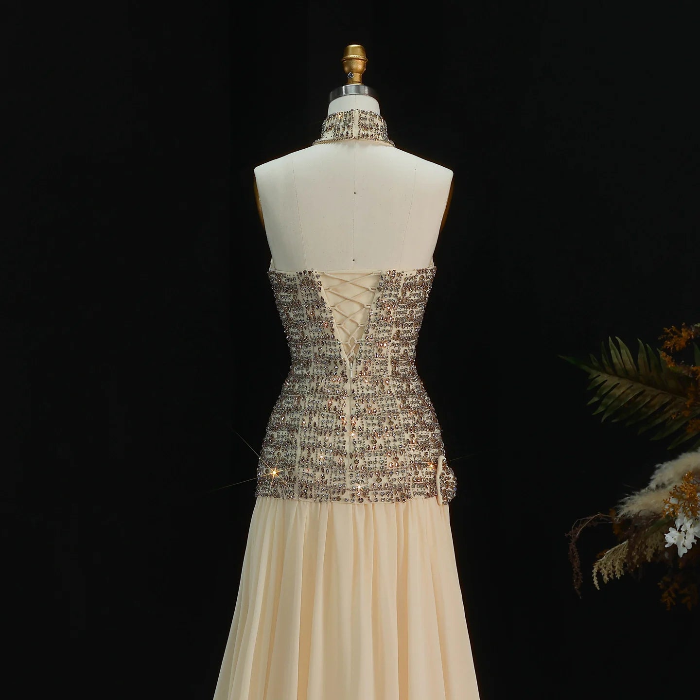 Beaded Sequin Bow Gown | Sweetheart A-Line | Floor-Length