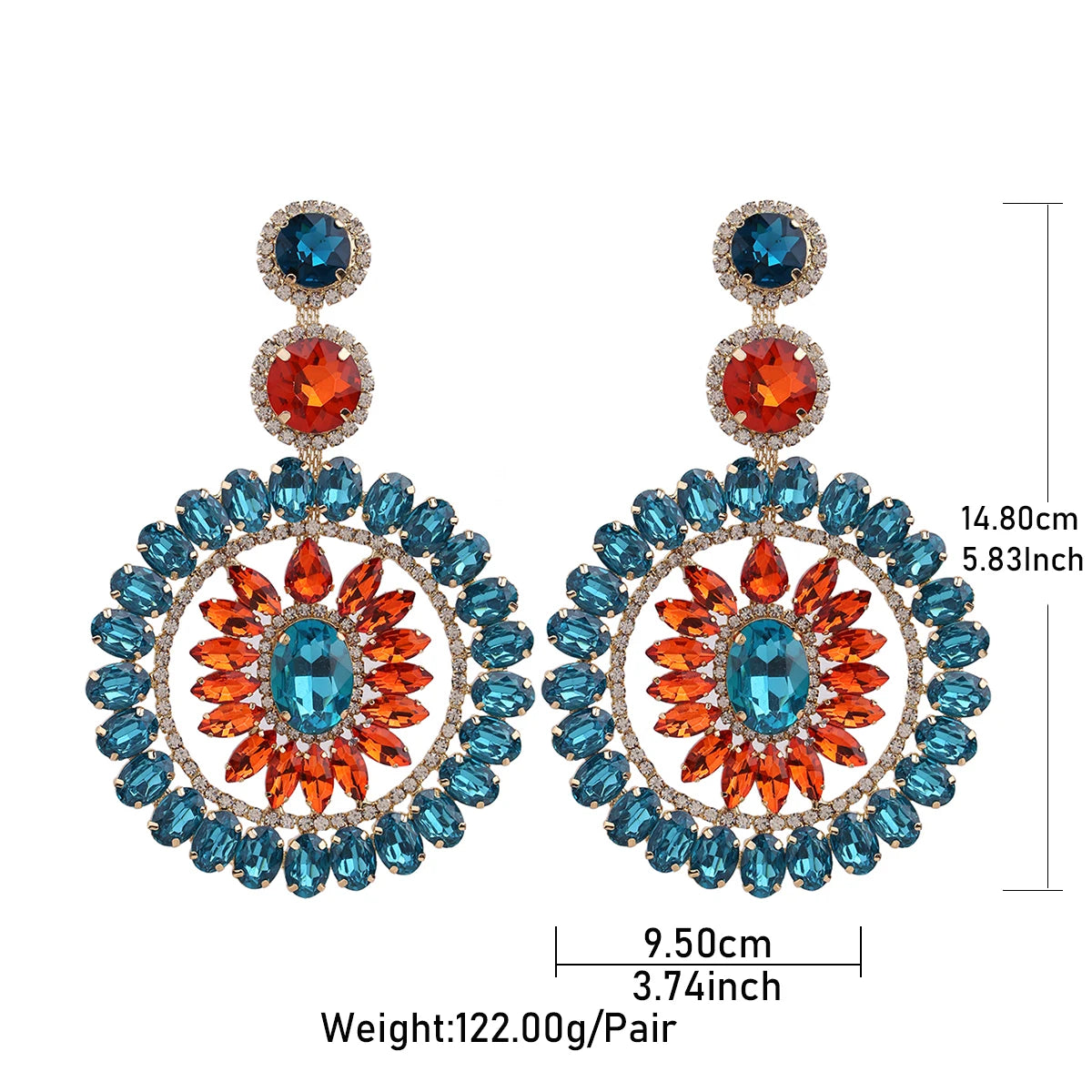 Rhinestone Round Drop Earrings | Statement Sparkle