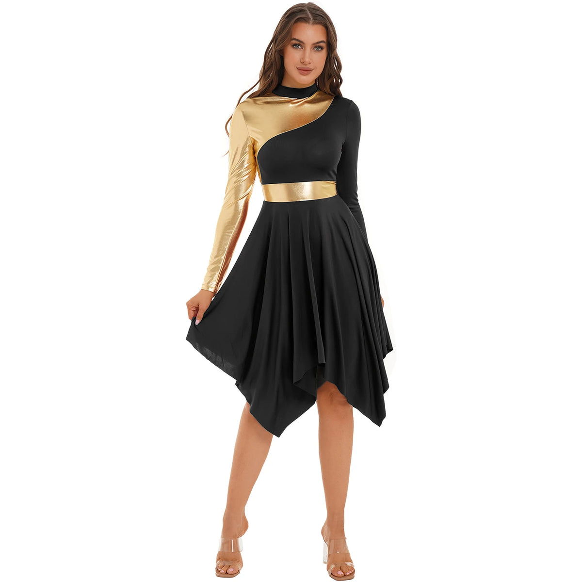 Color Block Dance Dress | Asymmetric Hem | Built-In Briefs